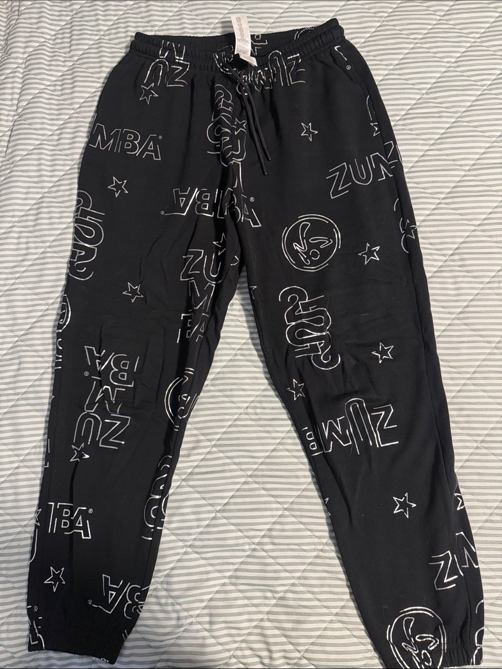 Zumba Fitness Black Joggers with White Logo Print for Kids